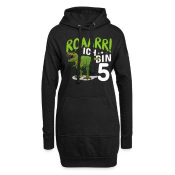 5. Geburtstag 5 Jahre Dino Dinosaurier Fan - Hoodie-Kleid - Schwarz - Vorne