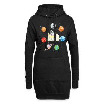 Astronaute Planète Aviron Nuage - Sweat-shirt à capuche long Femme - noir - Devant