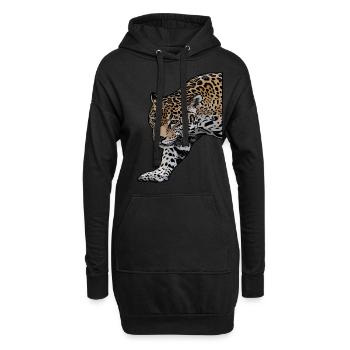 Léopard d'afrique léopard prédateur animal motif animal - Sweat-shirt à capuche long Femme - noir - Devant