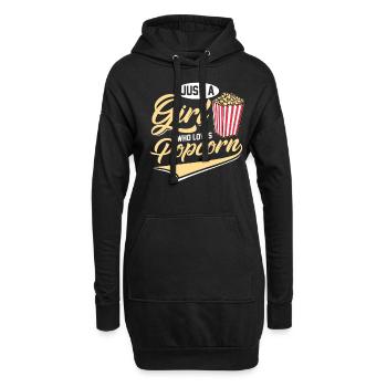 Pop corn - Sweat-shirt à capuche long Femme - noir - Devant