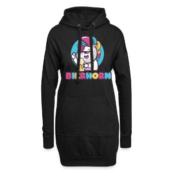 Einhorn, Einhörner, Bier, Bierhorn - Hoodie-Kleid - Schwarz - Vorne