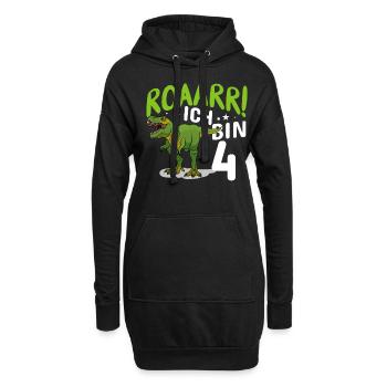4. Geburtstag 4 Jahre Dino Dinosaurier Fan - Hoodie-Kleid - Schwarz - Vorne