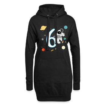 6. Geburtstag 6 Jahre Astronaut Weltall Weltraum - Hoodie-Kleid - Schwarz - Vorne