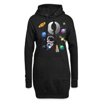 9 ans de l’astronaute Espace spatial - Sweat-shirt à capuche long Femme - noir - Devant