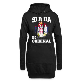 Serbie - Sweat-shirt à capuche long Femme - noir - Devant