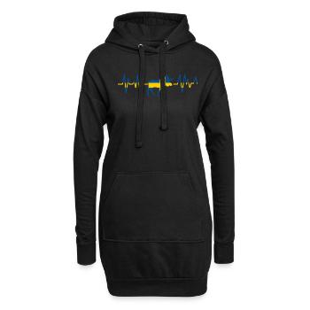 Schweden Elch Herzschlag Heartbeat Geschenk - Hoodie-Kleid - Schwarz - Vorne