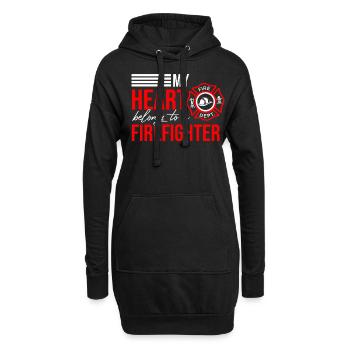 My Heart Belongs To A Firefighter Wife Fireman Fir - Sweat-shirt à capuche long Femme - noir - Devant