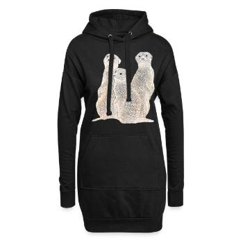 Erdmännchen - Mangusten - Afrika - Hoodie-Kleid - Schwarz - Vorne