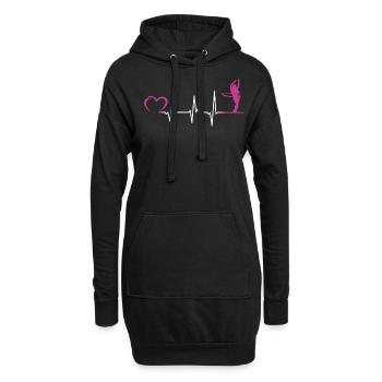 Herzschlag Hulahoop Hullern Fitness Tanz Geschenk - Hoodie-Kleid - Schwarz - Vorne