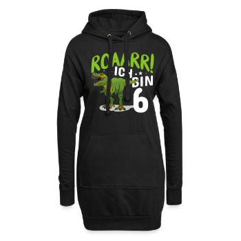 6. Geburtstag 6 Jahre Dino Dinosaurier Fan - Hoodie-Kleid - Schwarz - Vorne