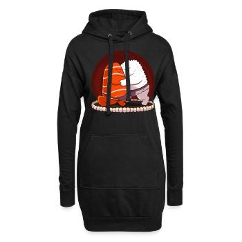Japanese Sumo Sushi Salmon Hug Maki Nigiri Sashimi - Hoodie-Kleid - Schwarz - Vorne