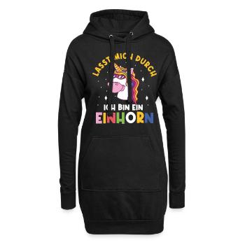 Einhorn, Lasst mich durch ich bin ein Einhorn - Hoodie-Kleid - Schwarz - Vorne
