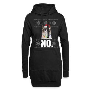 Grumpy Xmas Cat No Ugly Christmas Cats Gifts - Hoodie-Kleid - Schwarz - Vorne
