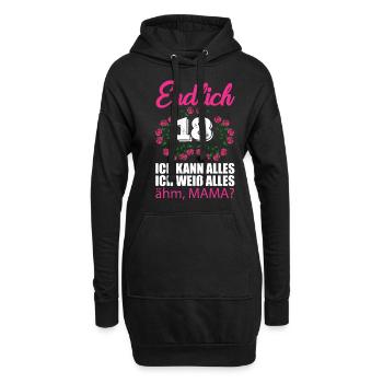 18ème anniversaire Enfin 18 Je peux tout savoir - Sweat-shirt à capuche long Femme - noir - Devant