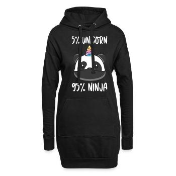 Einhorn Ninja Krieger Einhörner Panda Pandabär - Hoodie-Kleid - Schwarz - Vorne