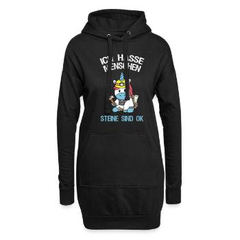 Ich Hasse Menschen Steine Sind OK Einhorn Geologe - Hoodie-Kleid - Schwarz - Vorne