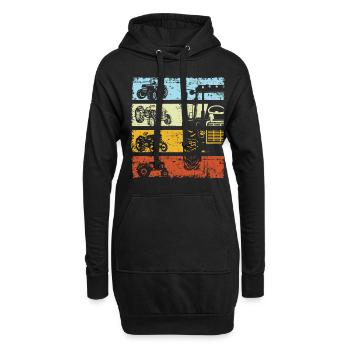 Retro Traktor Landwirt Bauer Oldtimer TreckerRetro - Hoodie-Kleid - Schwarz - Vorne