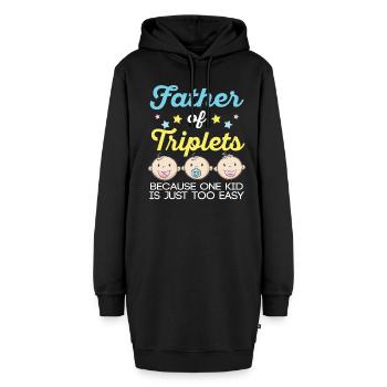 Papa von Drillingen Drillinge Papa Schwanger Vater - Hoodie-Kleid - Schwarz - Vorne