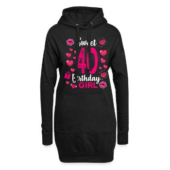 Sweet 40 Birthday girl - Hoodie-Kleid - Schwarz - Vorne