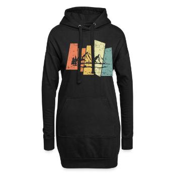Retro Berglandschaft Berge Vintage - Hoodie-Kleid - Schwarz - Vorne