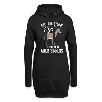 Lustiger Esel Spruch Bauernhof - Hoodie-Kleid - Schwarz - Vorne