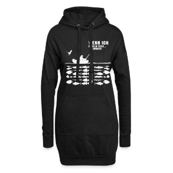 Lustiges Angler I Immer Wenn Ich Angeln Gehe - Hoodie-Kleid - Schwarz - Vorne