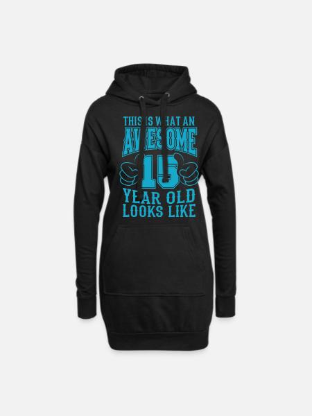 ICH BIN 15 JAHRE 15 Geburtstag Jungen 15 Jahre - Hoodie-Kleid - Schwarz