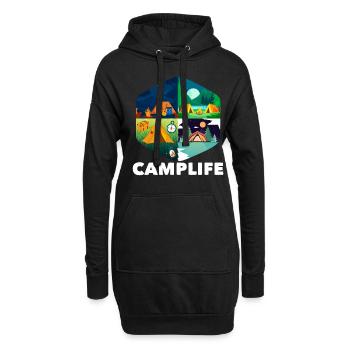 Tent Camper Outdoor Camping - Hoodie-Kleid - Schwarz - Vorne