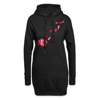 Rose rouge - Sweat-shirt à capuche long Femme - noir - Devant