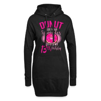 DONUT ANNIVERSAIRE 13 anniversaire fille donut - Sweat-shirt à capuche long Femme - noir - Devant