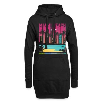 Miami Beach Skyline - Vue sur la plage de La Floride - Sweat-shirt à capuche long Femme - noir - Devant