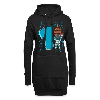 1 anniversaire jeune 1 année astronaute spatial - Sweat-shirt à capuche long Femme - noir - Devant
