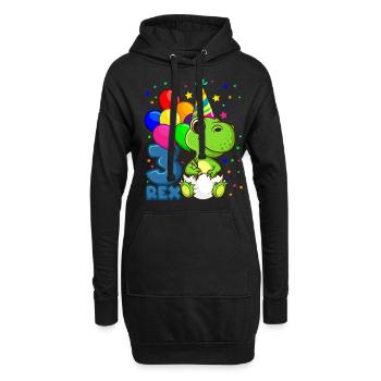 3 REX anniversaire DINO 3 ans dinosaure - Sweat-shirt à capuche long Femme - noir - Devant