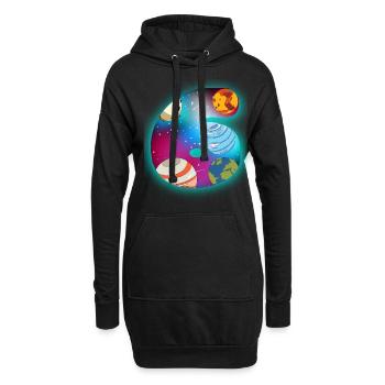 ICH BIN 6 6 Geburtstag Junge 6 Jahre Weltraum - Hoodie-Kleid - Schwarz - Vorne