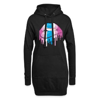 Lippe Biss Femboy Wimp LGBTQ Pride Lippen - Hoodie-Kleid - Schwarz - Vorne