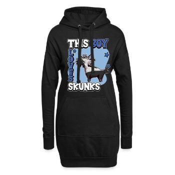 Putois This Boy Loves Skunks - Sweat-shirt à capuche long Femme - noir - Devant