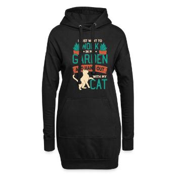 Jardin plantes Jardinage chat jardinier cadeau - Sweat-shirt à capuche long Femme - noir - Devant