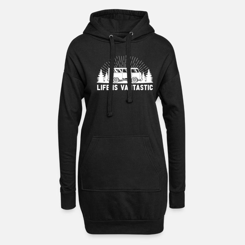Camper Bus Caravan Camper Bus - Hoodie-Kleid - Schwarz