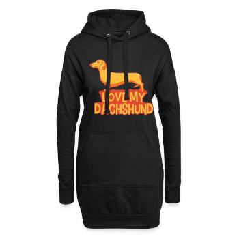 Ich Liebe Meinen Dackel Dachshund Teckel - Hoodie-Kleid - Schwarz - Vorne