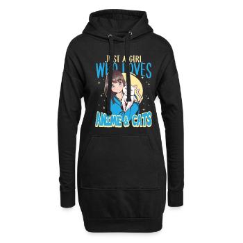Just A Girl Who Loves Anime & Cats Anime Cat Lover - Hoodie-Kleid - Schwarz - Vorne