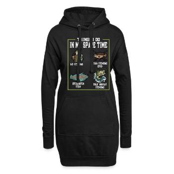 Pêche Pêche Poisson Drôle pêche - Sweat-shirt à capuche long Femme - noir - Devant