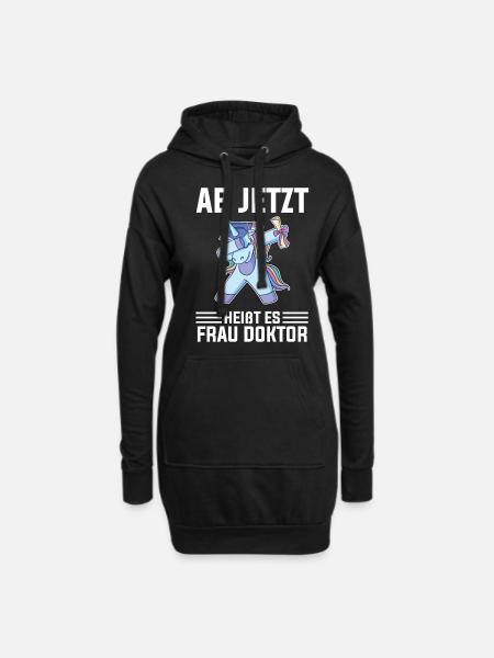 Ab jetzt heißt es Frau Doktor Einhorn - Hoodie-Kleid - Schwarz