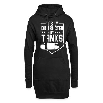 Panzer Tshirt armée armée soldats tankfahrer - Sweat-shirt à capuche long Femme - noir - Devant
