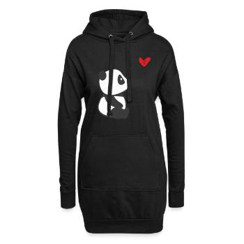 Panda Avec coeur - Drôle de panda panda costume - Sweat-shirt à capuche long Femme - noir - Devant