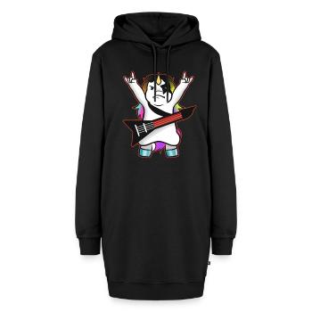 Gitarre Spielendes Black-Metal-Einhorn - Hoodie-Kleid - Schwarz - Vorne