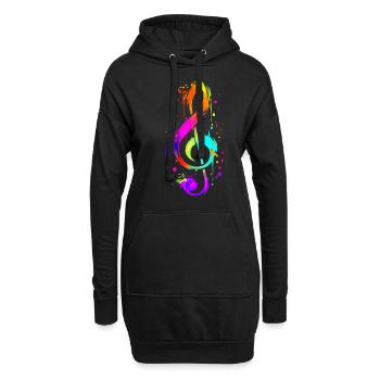 Musiciens colorés clé hippie - Sweat-shirt à capuche long Femme - noir - Devant
