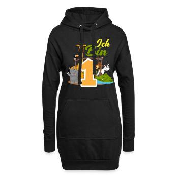 1. Geburtstag 1 Jahr Tiere Zootiere Party - Hoodie-Kleid - Schwarz - Vorne