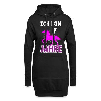 7. Geburtstag Mädchen 7 Jahre Pferd Pferde Party - Hoodie-Kleid - Schwarz - Vorne