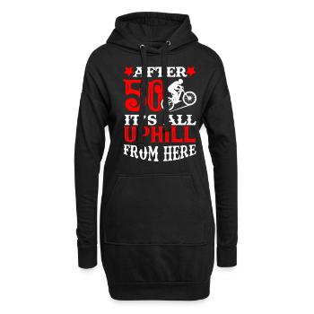 Fahrrad 50 50er Uphill Geburtstag Fahrradfahrer - Hoodie-Kleid - Schwarz - Vorne