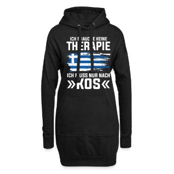 Ich brauche keine Therapie ich muss nur nach Kos - Hoodie-Kleid - Schwarz - Vorne
